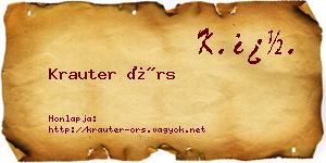 Krauter Örs névjegykártya